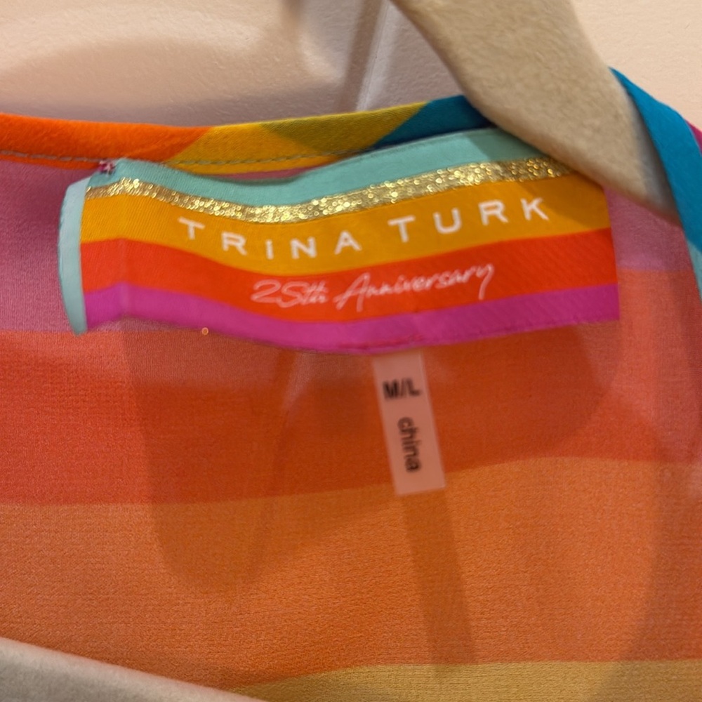 Trina Turk Colorful Striped Sheer Blouse - Picture 2 of 2